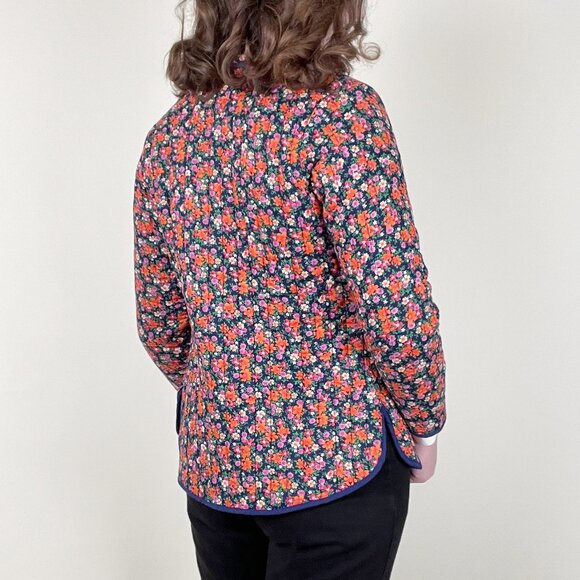 Vintage Quilted Floral Print Toggle Duffle Pea Coat Barn Puffer Jacket 60s 70s - Picture 3 of 11